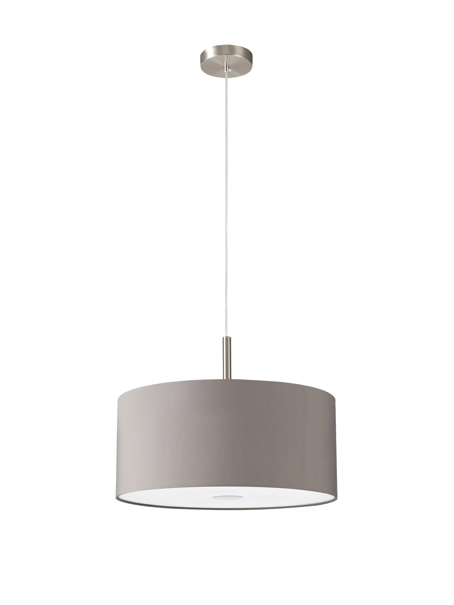 Baymont 40cm 3 Light Pendant Satin Nickel, Grey, Frosted Diffuser DK0446  Deco Baymont SN GR
